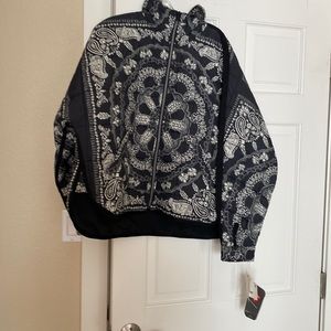 New Free People Printed Pippa Black/White Packable Puffer Jacket Size M